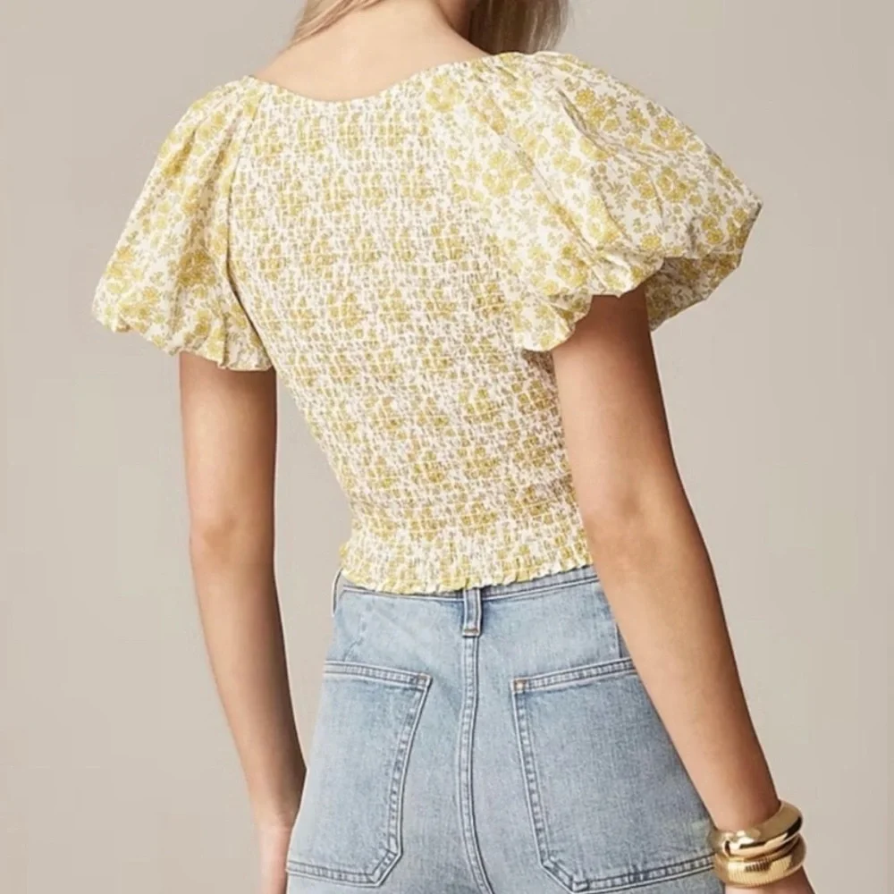 NWT J.Crew Fitted puff-sleeve top in Liberty™ Capel fabric
